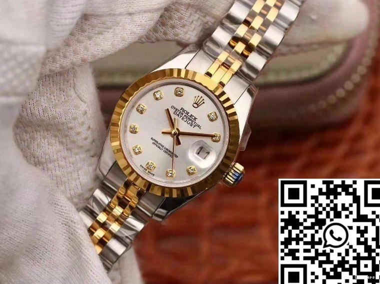28MM 18K Datejust Rolex Gold Silver Lady Dial 1022